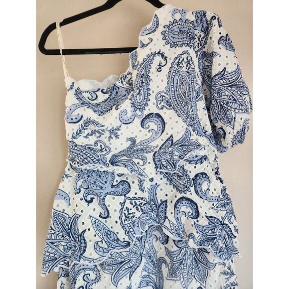 NWT Farm Rio One-Shoulder Eyelet Midi Dress Size S Blue 9B412 - Picture 5 of 11